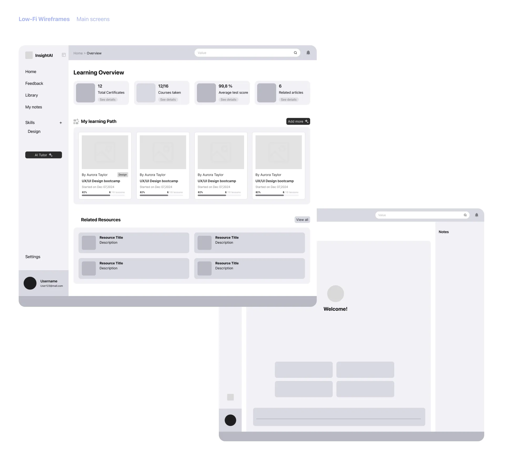 Low-fi Wireframes