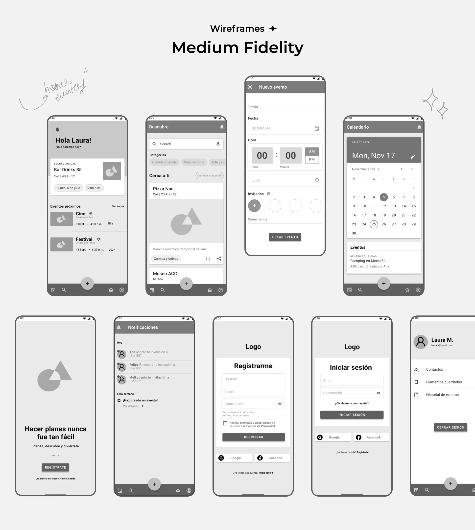 Wireframes medium fidelity