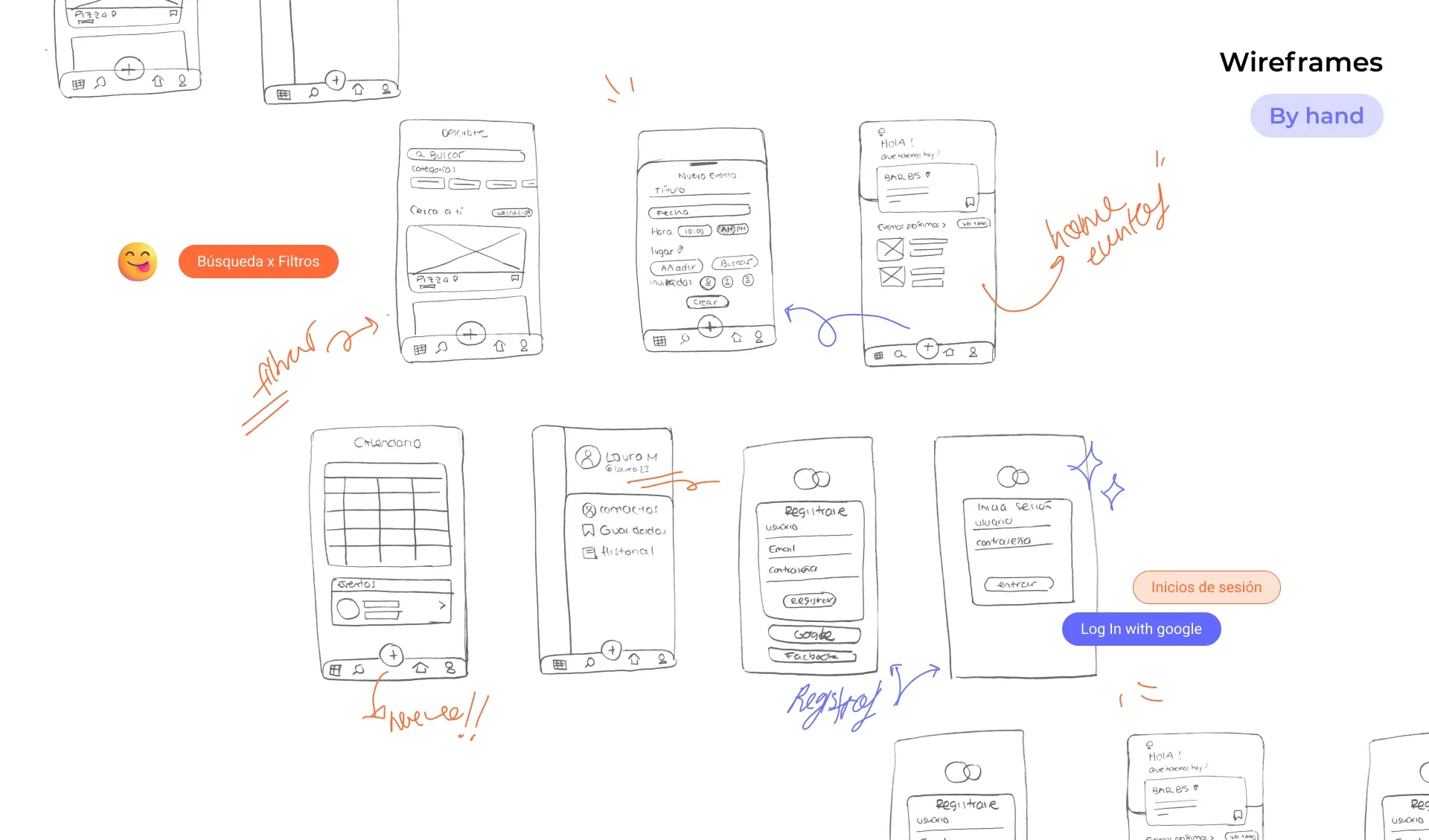 Wireframes by hand